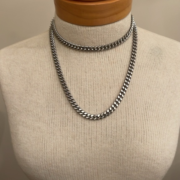 Vintage Silver-tone Extra Long Cuban Link Chain 35.5” - Picture 12 of 15